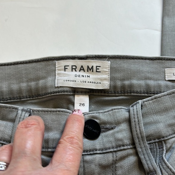 FRAME Le Skinny Jeans Maralago Wash Raw Frayed Released Hem Gray Sz 26 - Picture 5 of 10